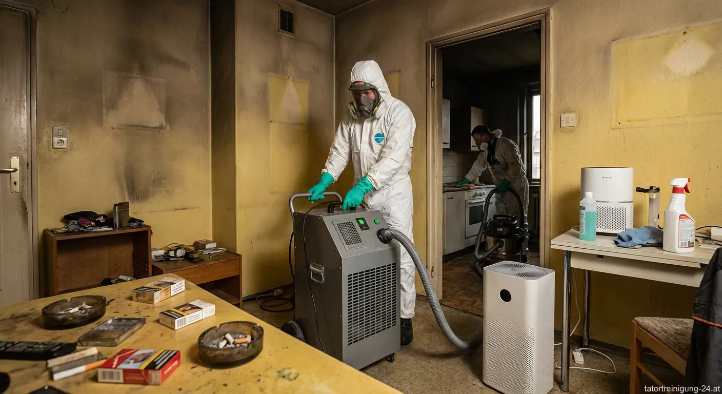 Professionelle Geruchsbekämpfung in einer Raucherwohnung mit Spezialgeräten