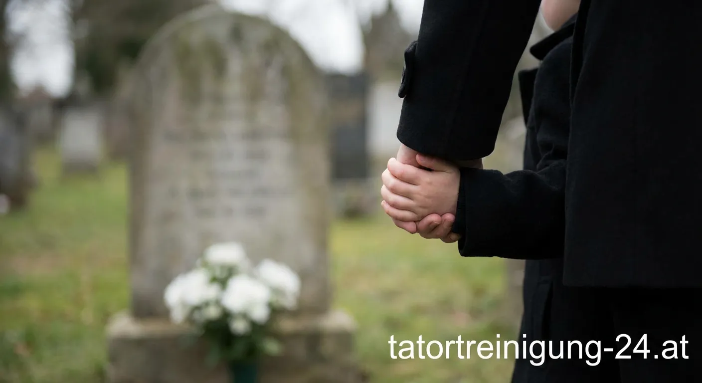 Eltern sprechen mit Kind vor Beerdigung